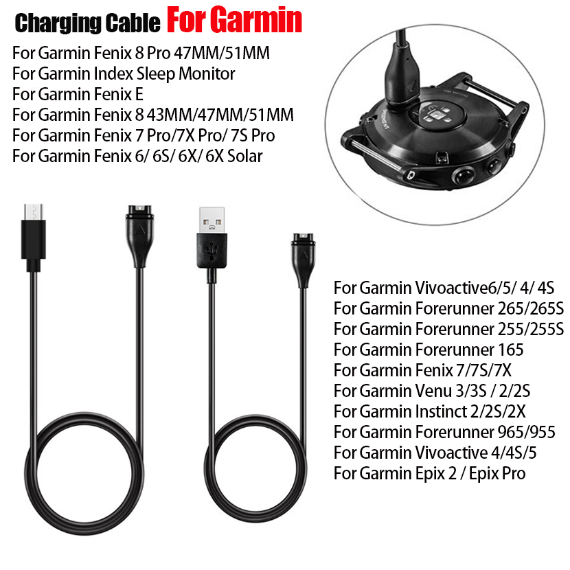 สายชาร์จสําหรับ Garmin Fenix 8/7X/6S Vivoactive 5/6