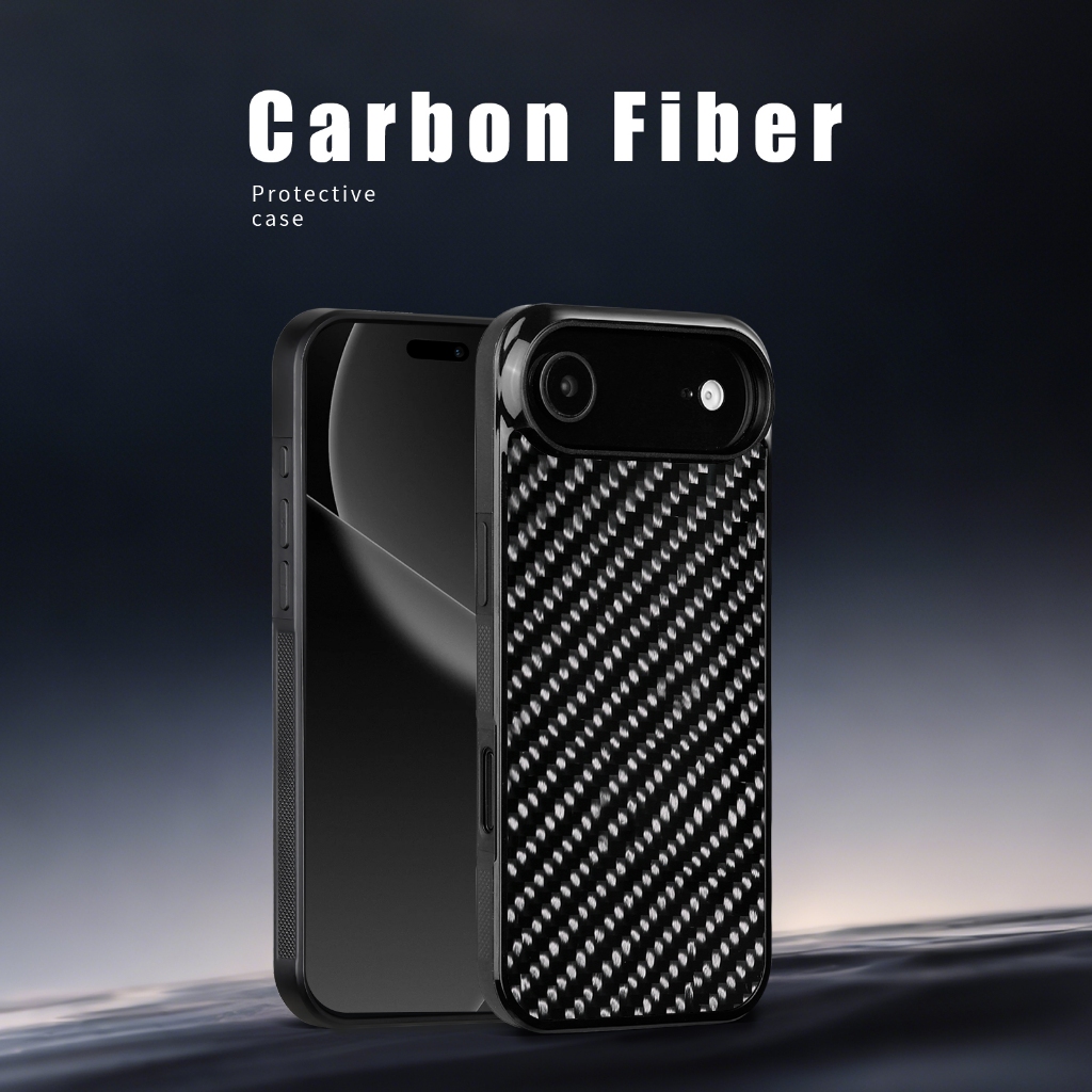 KOMII-Black คาร์บอนไฟเบอร์ 3k Twill สําหรับ iPhone 17 16 15 14 13 17air 17e 17 pro max เคส iPhone