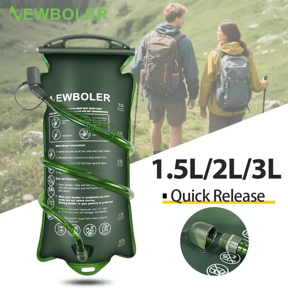 NEWBOLER 1.5L 2L 3L กีฬาน้ํากระเพาะปัสสาวะ Hydration Pack กระเป๋าเก็บ BPA ฟรีแบบพกพาเกรดอาหารกลางแจ้งดื่ม Camping น้ํากระเป๋า