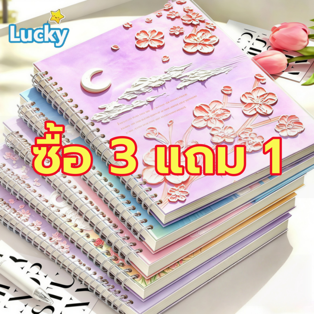 สมุดโน๊ตขนาดเล็ก สมุดโน๊ตลายการ์ตูน ก5 สมุดผูกเกลียว 60 แผ่น (สุ่มลาย) อุปกรณ์การเรียน พกพาสะดวก