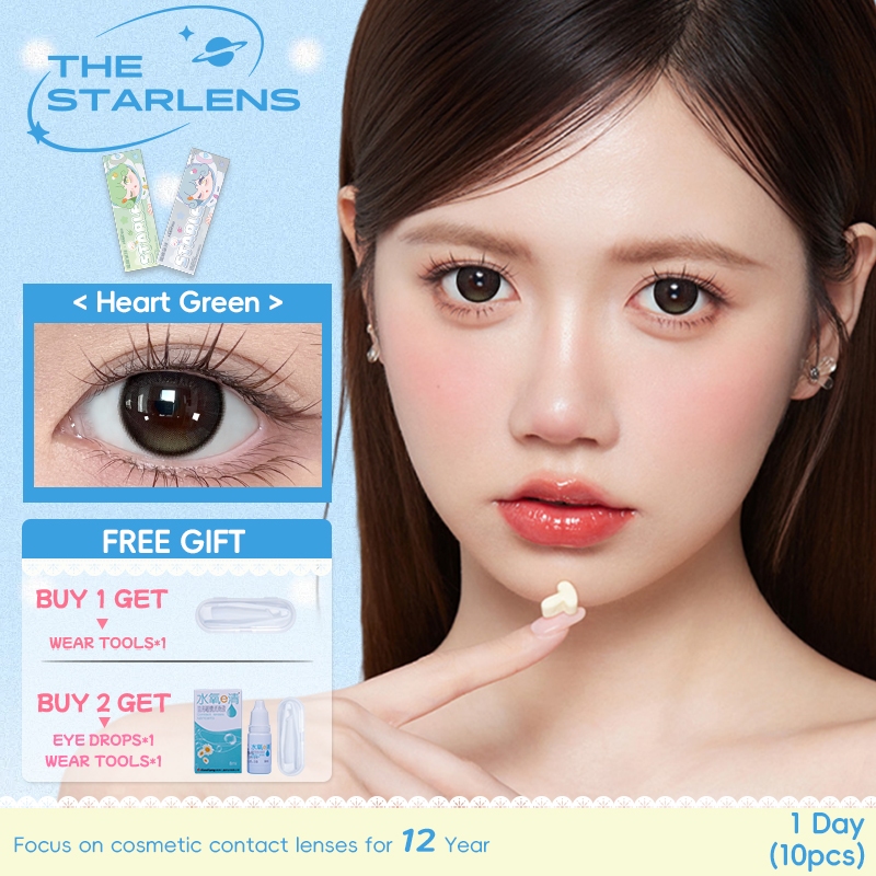 Starlens คอนแทคเลนส์ 10 ชิ้น /5 คู่ คอนแทคเลนส์รายวัน เลนส์สีม่วง DIA14.2-14.5 มม. ตาโต เลนส์สายตาสั้น (0.0~-8.0)