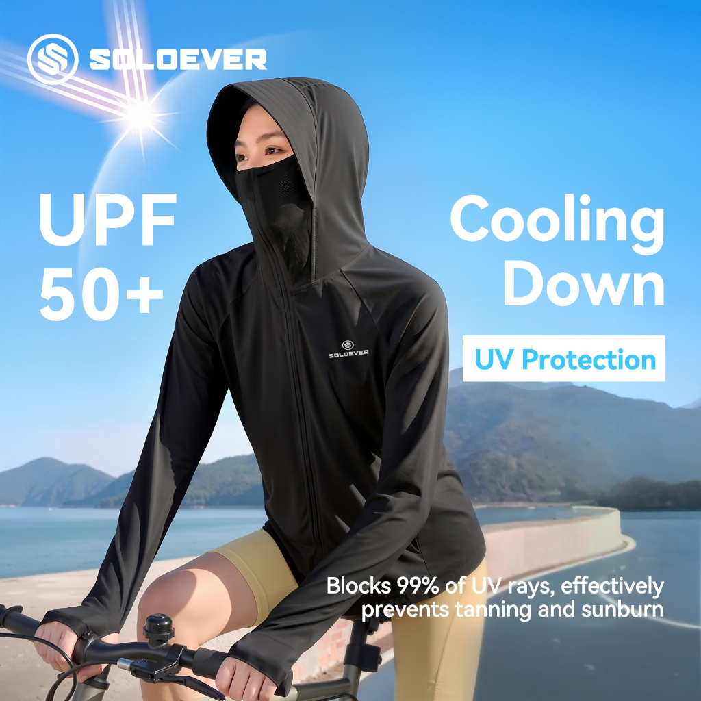 【TH Delivery 】SOLOEVER เสื้อคลุมกันแดด UPF 50+ Coolmax ด่วนแห้งป้องกันรังสียูวีกลางแจ้งแจ็คเก็ตกันแดด UV99%