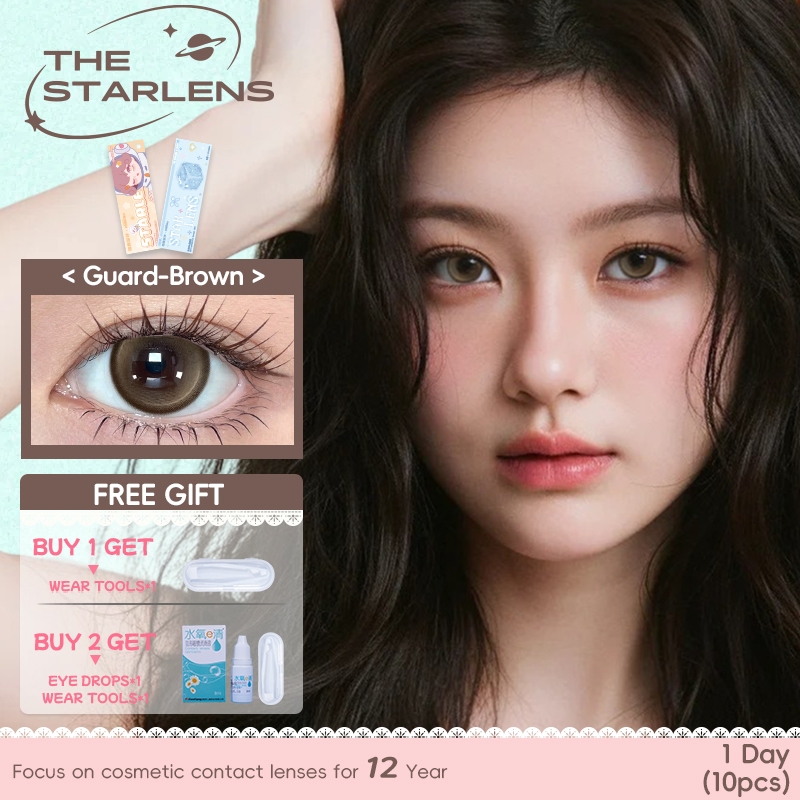 starlens คอนแทคเลนส์รายวัน 10 ชิ้น soft Eyes Wearing สีน้ําตาล/ดํา Grade0.0-8.0 DIA14.5 บิ๊กอาย contact lens
