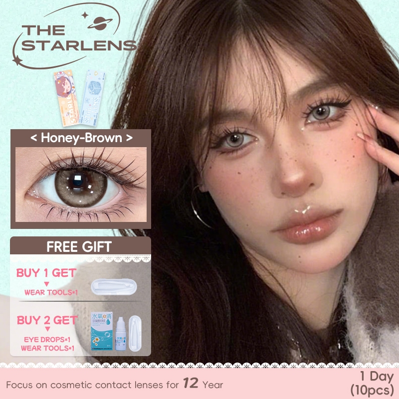starlens คอนแทคเลนส์รายวัน 10 ชิ้น soft Eyes Wearing สีน้ําตาล Grade0.0-8.0 DIA14.2-14.5 บิ๊กอาย contact lens