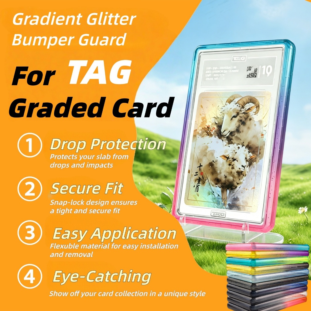 สําหรับ TAG Graded Card Slab Protector Gradient Glitter TPU กันชน Guard พร้อม PC ด้านเดียว Backboard