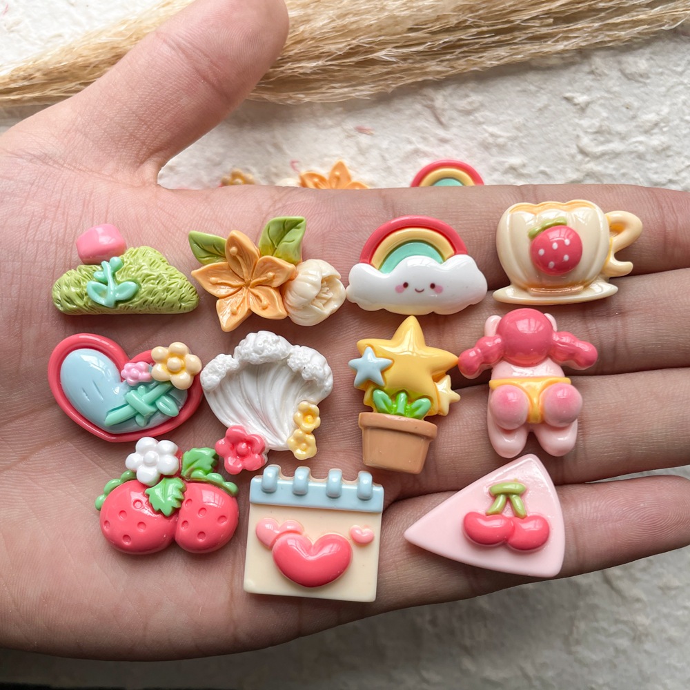 10 ชิ้น/เซ็ตการ์ตูนผักแสดงออกเรซิ่น แฟลตแบ็ค ทําเอง ทําด้วยมือเคสโทรศัพท์หัวเข็มขัดรองเท้าอุปกรณ์ตกแต่ง