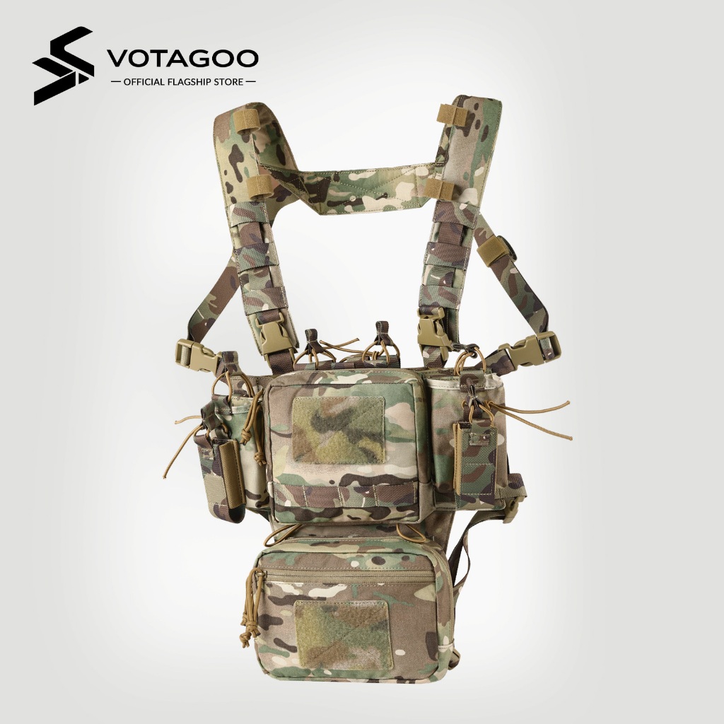 VOTAGOO แท่งหน้าอกกลยุทธ์แท่งหน้าอกปรับได้และถอดได้ Molle Micro Chest Rigs