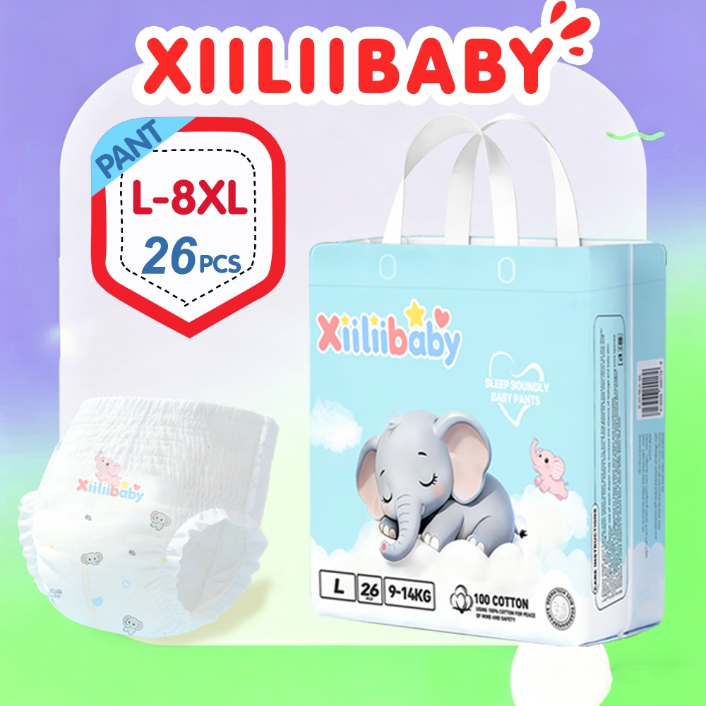 Xiiliibaby ผ้าอ้อมเด็ก L ถึง 8XL 15-26 ชิ้นกางเกงดึงขนาดเต็ม