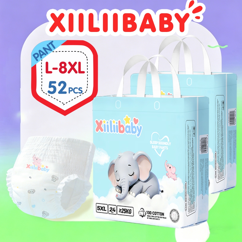 B1T1Xiiliibaby ผ้าอ้อมเด็ก L ถึง 8XL 30-52pcs กางเกงดึงขนาดเต็ม