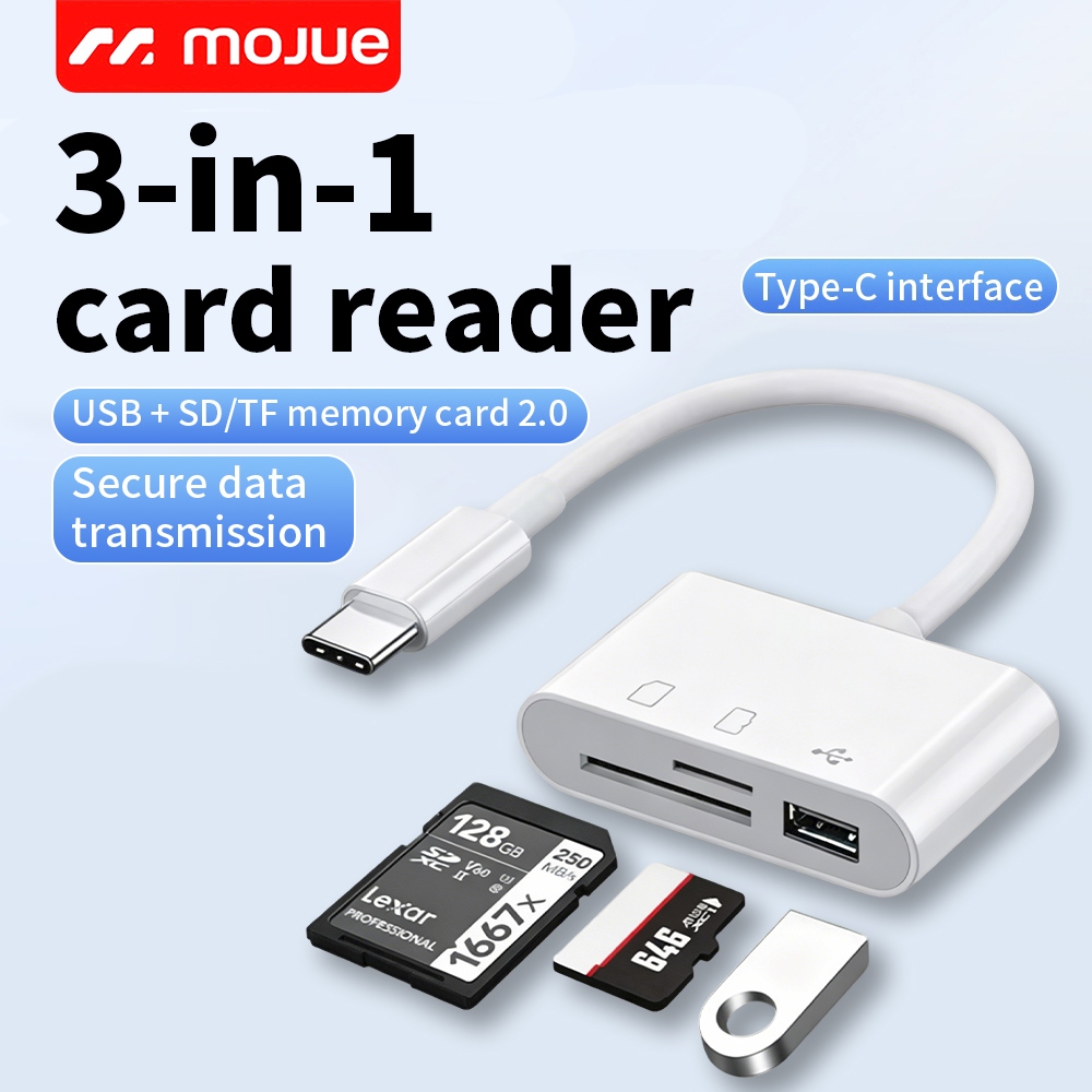 MOJUE อะแดปเตอร์การ์ดรีดเดอร์ SD TF USB 3In1 card reader ใช้ได้กับโทรศัพท์ คอมพิวเตอร์