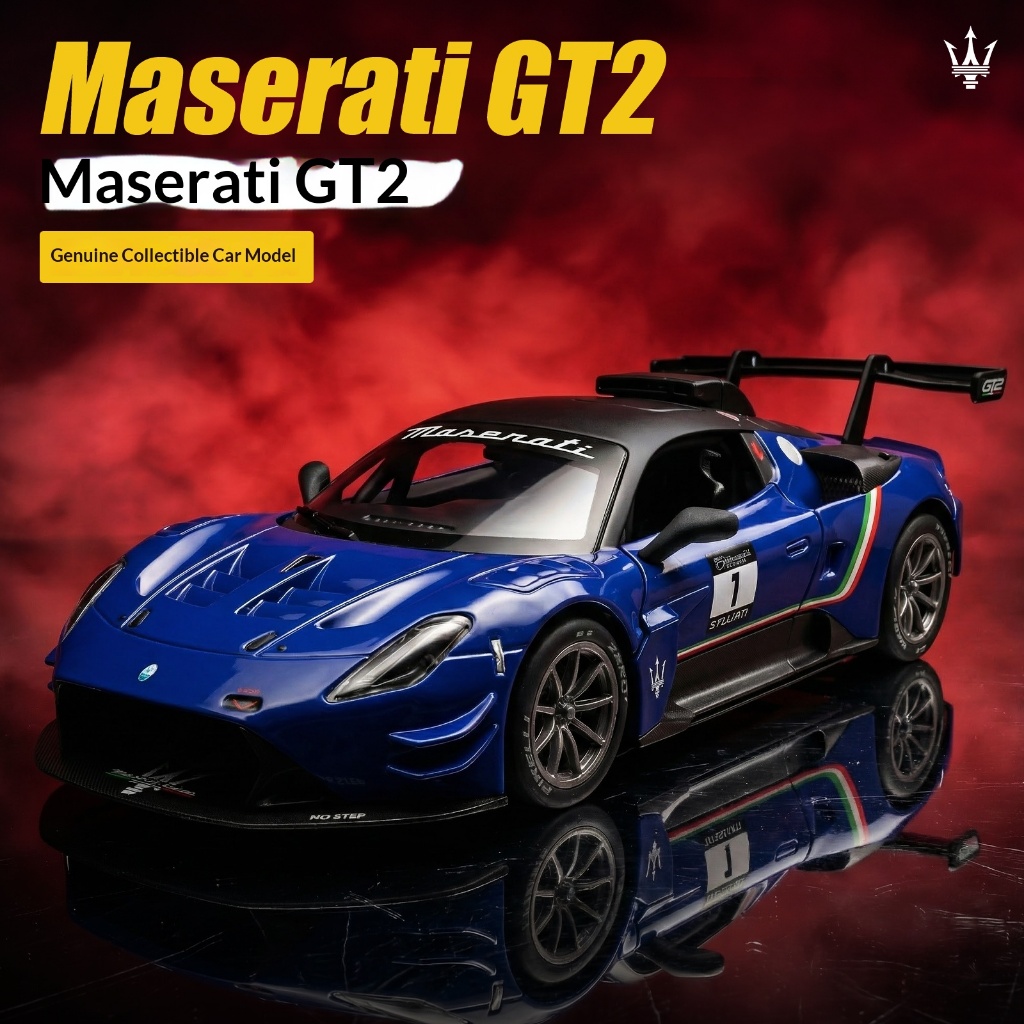 DL 1:24 Maserati GT2 โลหะของเล่นรถDiecastรถสําหรับชายเด็กจําลองเสียงLight Effectของขวัญงานอดิเรกคอลเลกชัน