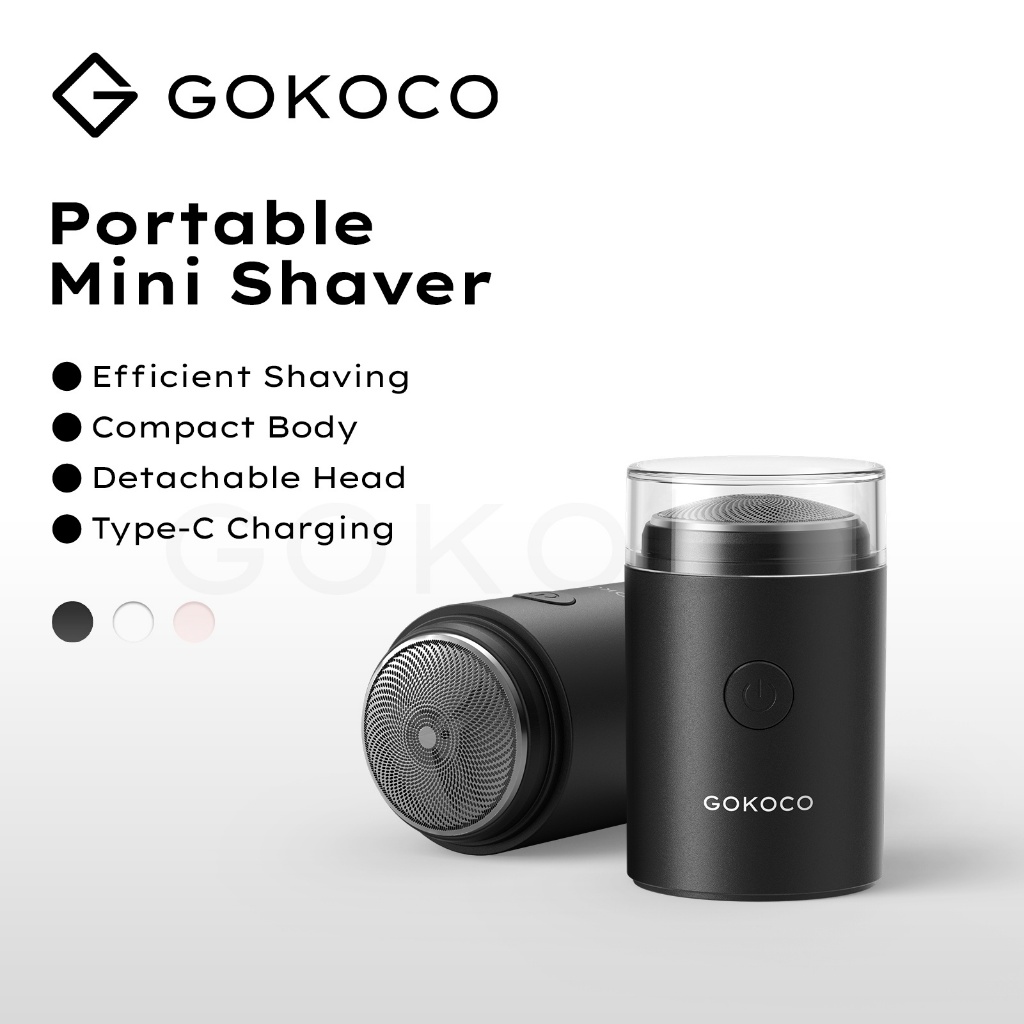 GOKOCO 65 มม. เครื่องโกนหนวดขนาดเล็กแบบพกพาที่ถอดออกได้หัวพรีเมี่ยมฟอยล์โลหะสะอาดและสดทันที