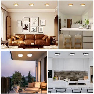 ไฟดาวน์ไลท์ LED 3สี โคมดาวน์ไลท์ติดผิว 5/10/15/25W โคมไฟเพดาน Downlight โคมไฟห้องนอน ห้องนั่งเล่นในร่มห้องครัวทางเดินไฟตกแต่ง