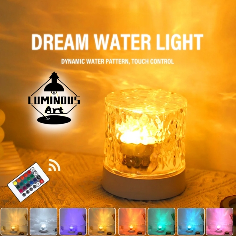 จัดส่งรวดเร็วLUMINOUS ART หมุน Ripple Light สีสัน Ambient ของขวัญโคมไฟปรับห้องนอนข้างเตียงตาราง Light Touch Control พร้อมแบตเตอรี่/รีโมท