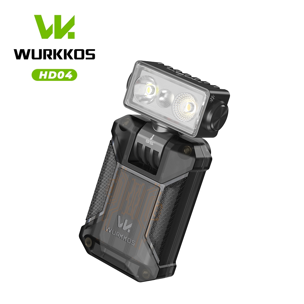 Wurkkos HD04/HD03 MONSTER คลิปไฟ Spotlight,ลอย,RGB สามแสงหมุน 180 องศา Type-C ชาร์จไฟฉายพกพา