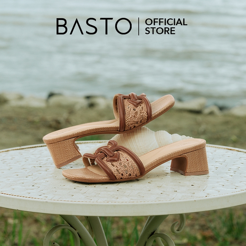 BASTO Women's Thick Heels Sandals รองเท้าแตะผู้หญิง รองเท้าส้นสูง C7421