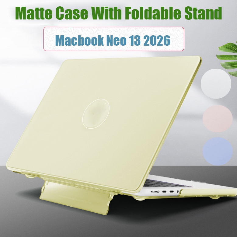 เคสโทรศัพท์มือถือ แบบใส ผิวด้าน พร้อมขาตั้ง สําหรับ Macbook neo 13 A3404 Air M1 M2 2023 pro 13 14 นิ้ว A2681 A2338 A2681 A2337 Air 2020 2021 2022