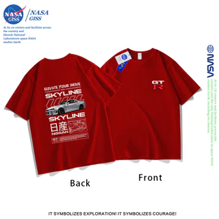 NASA เสื้อยืดชายหญิงแขนสั้น สตรีทฮิปฮอป summer GTR Nissan พิมพ์ลาย คอตตอน คอกลม หลวมและระบายอากาศ