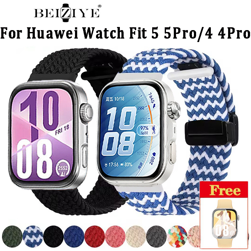 สายรัดไนลอนแม่เหล็กสําหรับ Huawei Watch Fit 5 Pro สมาร์ทนาฬิกา Soft Braided Solo loop สายนาฬิกาสําหรับ Huawei นาฬิกา Fit 4/3 กีฬา Breathable Watchbands อุปกรณ์เสริม