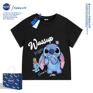 NASA ชุดครอบครัว เสื้อยืดแขนสั้น สติชลายการ์ตูน เสื้อคู่แม่ลูก ผ้าฝ้าย 100% สวมใส่สบาย ระบายอากาศได้ดี เสื้อยืดผู้หญิงสวยๆ