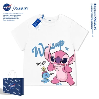 NASA ชุดครอบครัว เสื้อยืดแขนสั้น สติชลายการ์ตูน เสื้อคู่แม่ลูก ผ้าฝ้าย 100% สวมใส่สบาย ระบายอากาศได้ดี เสื้อยืดผู้หญิงสวยๆ
