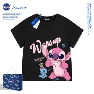 NASA ชุดครอบครัว เสื้อยืดแขนสั้น สติชลายการ์ตูน เสื้อคู่แม่ลูก ผ้าฝ้าย 100% สวมใส่สบาย ระบายอากาศได้ดี เสื้อยืดผู้หญิงสวยๆ