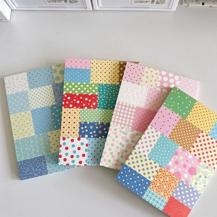 กระดาษพื้นลายสีตัดกัน สไตล์เรโทร ขนาดใหญ่ สำหรับต่อชิ้นทำ DIY ตกแต่งสมุดและคอลลาจ ไม่มีกาว