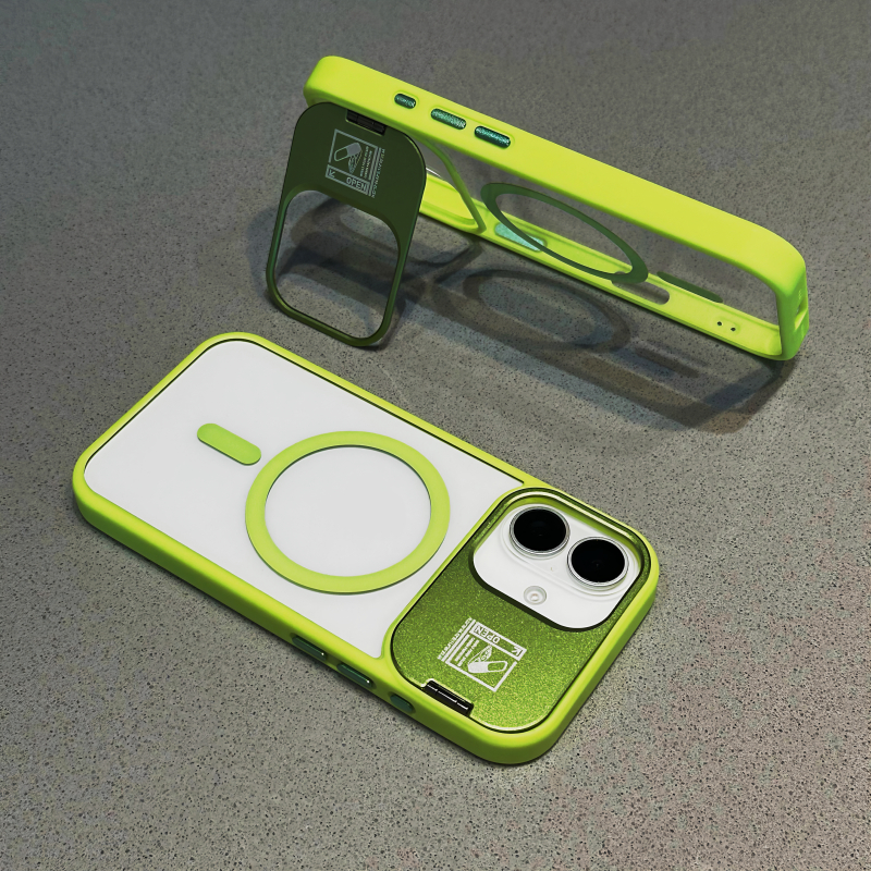 วงเล็บโลหะ/เรียบง่าย อะคริลิคใส Hard Case/สีเขียวเคส
