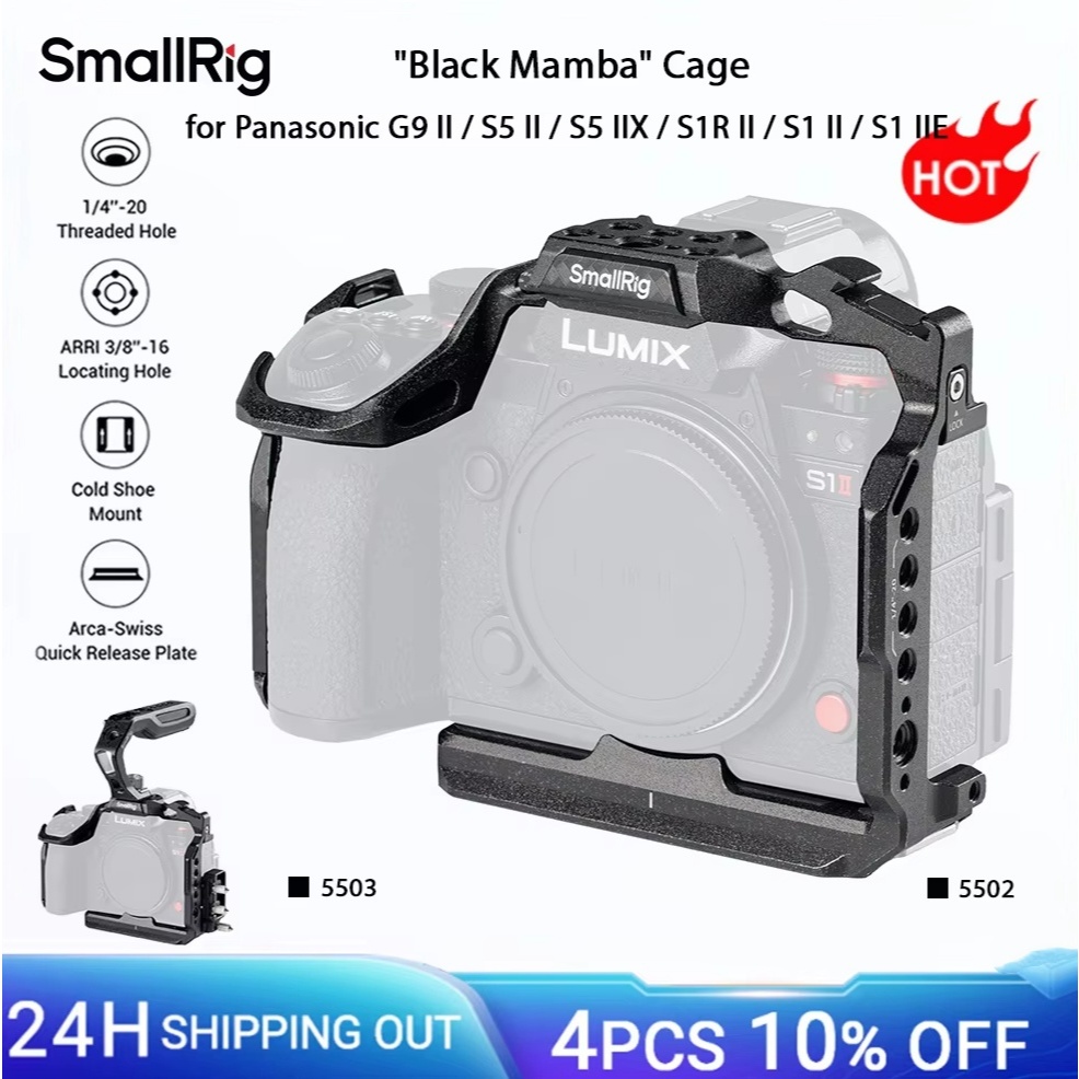 SmallRig กรง "Black Mamba" สําหรับ Panasonic G9 II / S5 II /S5 IIX/S1R II/S1 II/S1 IIE พร้อมแผ่นวางจ