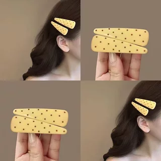 ฤดูร้อนชีสสีเหลือง Polka Dot Duckbill คลิปหญิงสไตล์เกาหลี Simple All-Match Bangs คลิปผมน่ารักสดคลิปคําเดียว