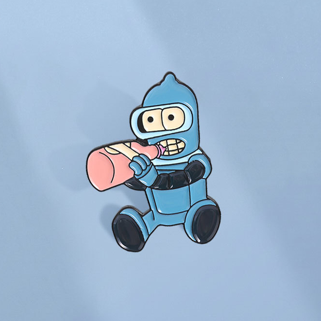 Futurama Bender เคลือบ Pin น่ารัก Baby Bender พร้อมขวดนมเข็มกลัดการ์ตูนตลกหุ่นยนต์ป้ายกระเป๋าเป้สะพายหลังอุปกรณ์เสริมของขวัญ