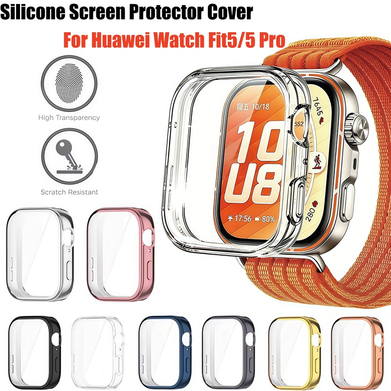 ซิลิโคนTPUสําหรับHuaweiนาฬิกาFit 5/Fit 5 ProกรณีTPUชุบป้องกันหน้าจอสําหรับHuawei Fit5สมาร์ทนาฬิกาอุปกรณ์เสริม