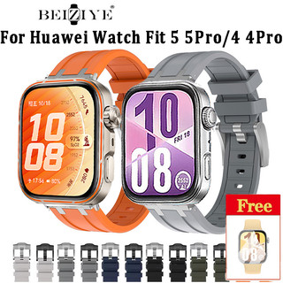 สายยางหรูหราสําหรับ Huawei Watch Fit 5 Pro สมาร์ทวอท์ชซิลิโคน Quick Fit กีฬาสายรัดซิลิโคนผู้ชายสร้อยข้อมือสําหรับ Huawei Watch Fit 4/Fit 3 WatchBand อุปกรณ์เสริม
