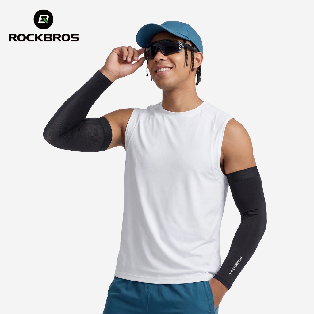 ROCKBROS ขี่จักรยานแขนป้องกันรังสียูวีผ้าไหมน้ําแข็งกีฬากลางแจ้ง ขึ้น50 + ปลอกแขนแห้งเร็วระบายอากาศ — صورة 3