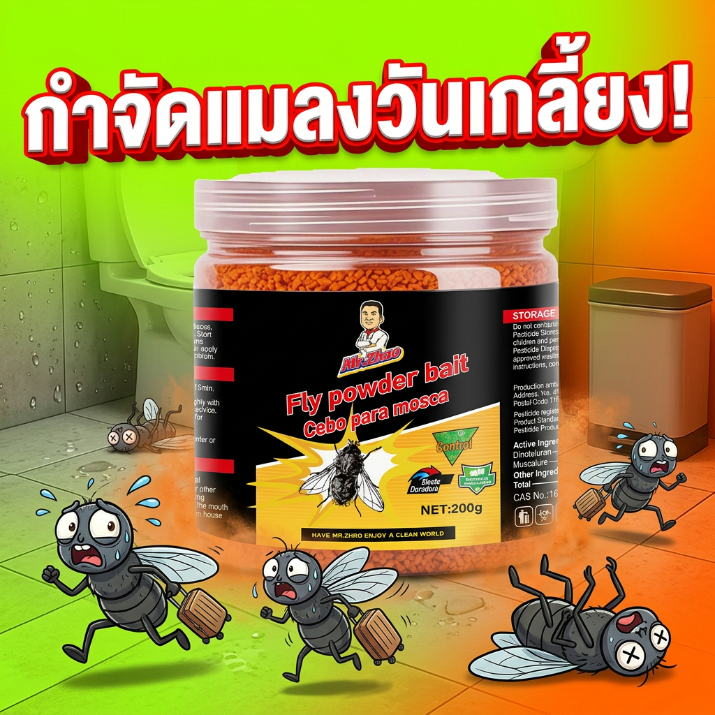 แมลงวันหายเกลี้ยง! -MM- ผงกำจัดแมลงวัน เหยื่อกำจัดแมลงวัน กำจัดแมลงวัน 10 ปีไม่มีแมลงวันมากกว่านักฆ่าแมลงวัน ผงไข่เน่า