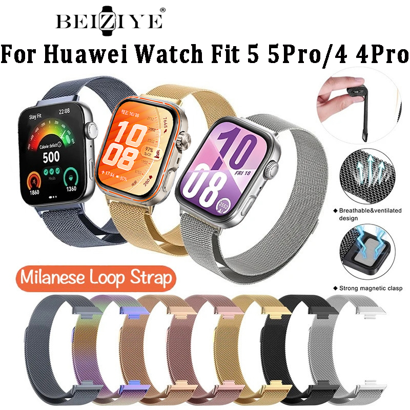สายสแตนเลสสําหรับ Xiaomi Huawei Watch Fit 5 5 Pro Watchbands สําหรับ Huawei Watch Fit 4/3 สมาร์ทนาฬิกา Magnetic Loop เปลี่ยนสร้อยข้อมือสายคล้อง