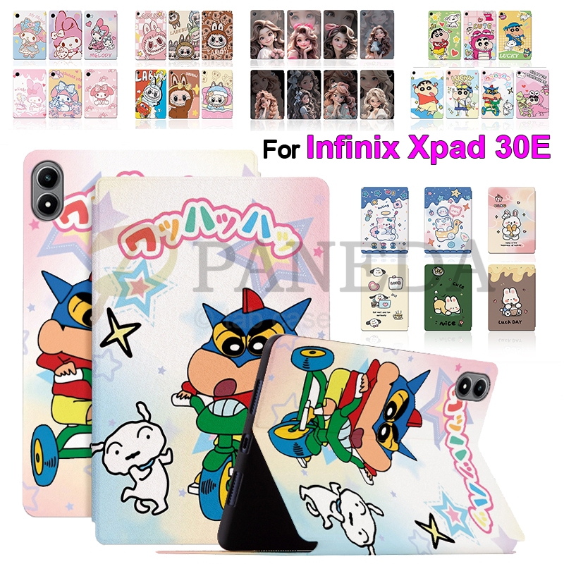 สําหรับ Infinix Xpad 30E 11.0" X1102B 2026 แท็บเล็ตป้องกันกรณีคุณภาพสูงแฟชั่นทาสีรูปแบบ PU หนังกรณีพลิกขาตั้งปลอก