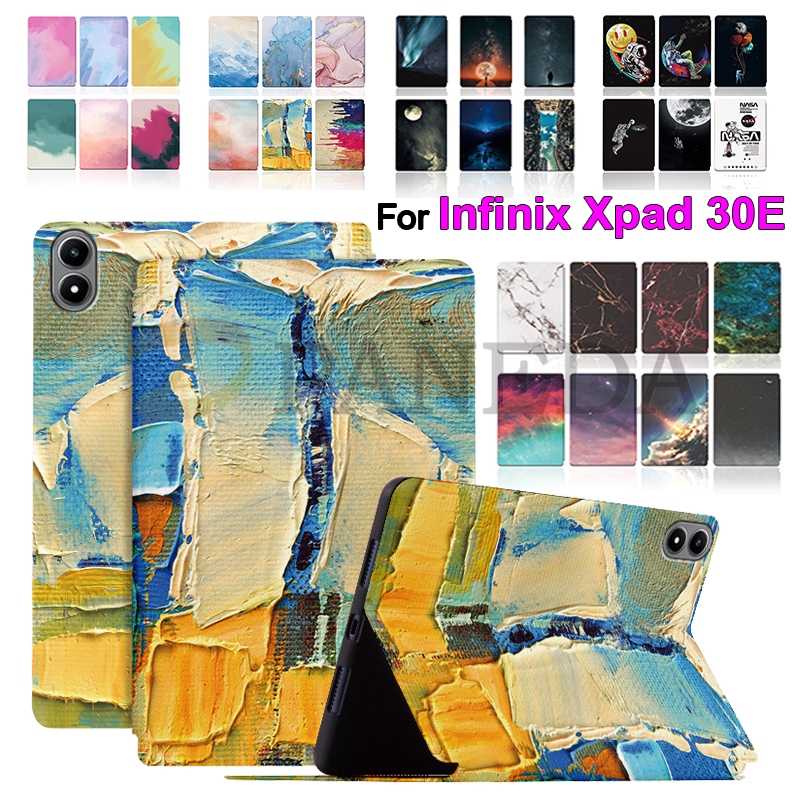 สําหรับ Infinix Xpad 30E 11.0" X1102B 2026 แท็บเล็ตป้องกันกรณีคุณภาพสูงแฟชั่นทาสีรูปแบบ PU หนังกรณีพลิกขาตั้งปลอก