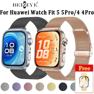 สายโลหะสําหรับ Huawei Watch Fit 5 Pro สร้อยข้อมือสําหรับ Huawei Watch Fit 4/Fit 3 สมาร์ทนาฬิกาสแตนเลสสายรัดข้อมือ Accessorie