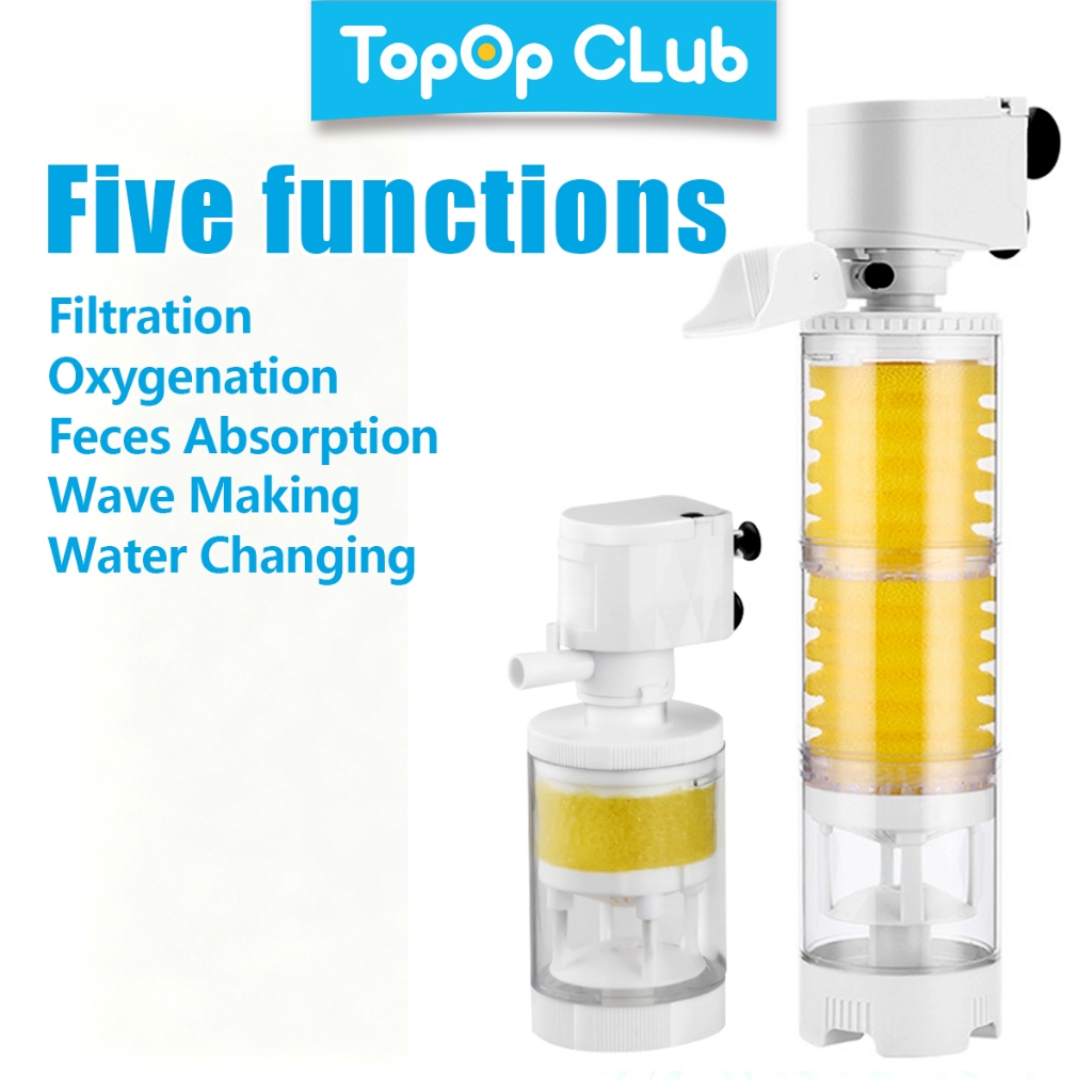 TOPOPCLUB 5 IN 1 กรองตู้ปลา กรอง ส้วมปลา ปั๊มกรองตู้ปลา ปั๊มหมุนเวียนน้ําออกออกซิเจน เครื่องแยกเก็บมูลปลา