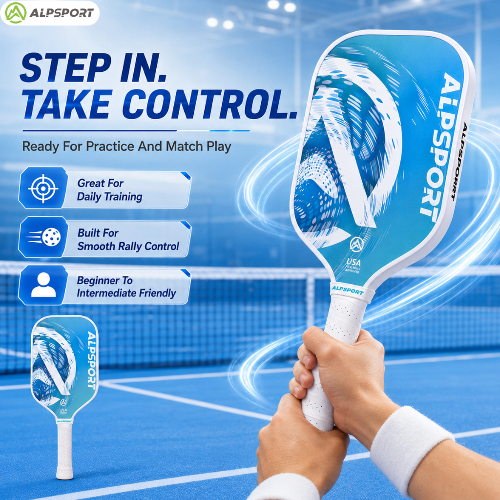 ALP Swirl 2PCS Pickleball Paddle Set ไม้พิกเคิลบอลแพ็คคู่ 16mm PP Honeycomb Core 230g Fiberglass Surface เบา เล่นง่าย คุมทิศทางดี มือจับนุ่ม เหมาะสำหรับผู้ใหญ่ มือใหม่ ถึงระดับกลาง กีฬาในร่มกลางแจ้ง ALPSPORT