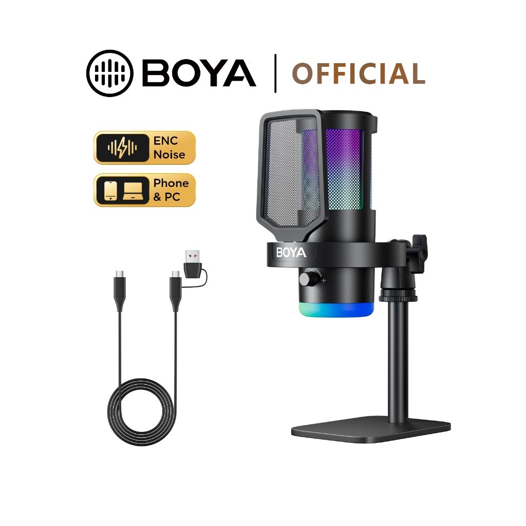 BOYA CastMic G30 ไมค์สาย USB RGB ไมค์เกมมิ่ง PC ไมค์ตั้งโต๊ะ ไมค์ไลฟ์สดตัดเสียงรบกวน