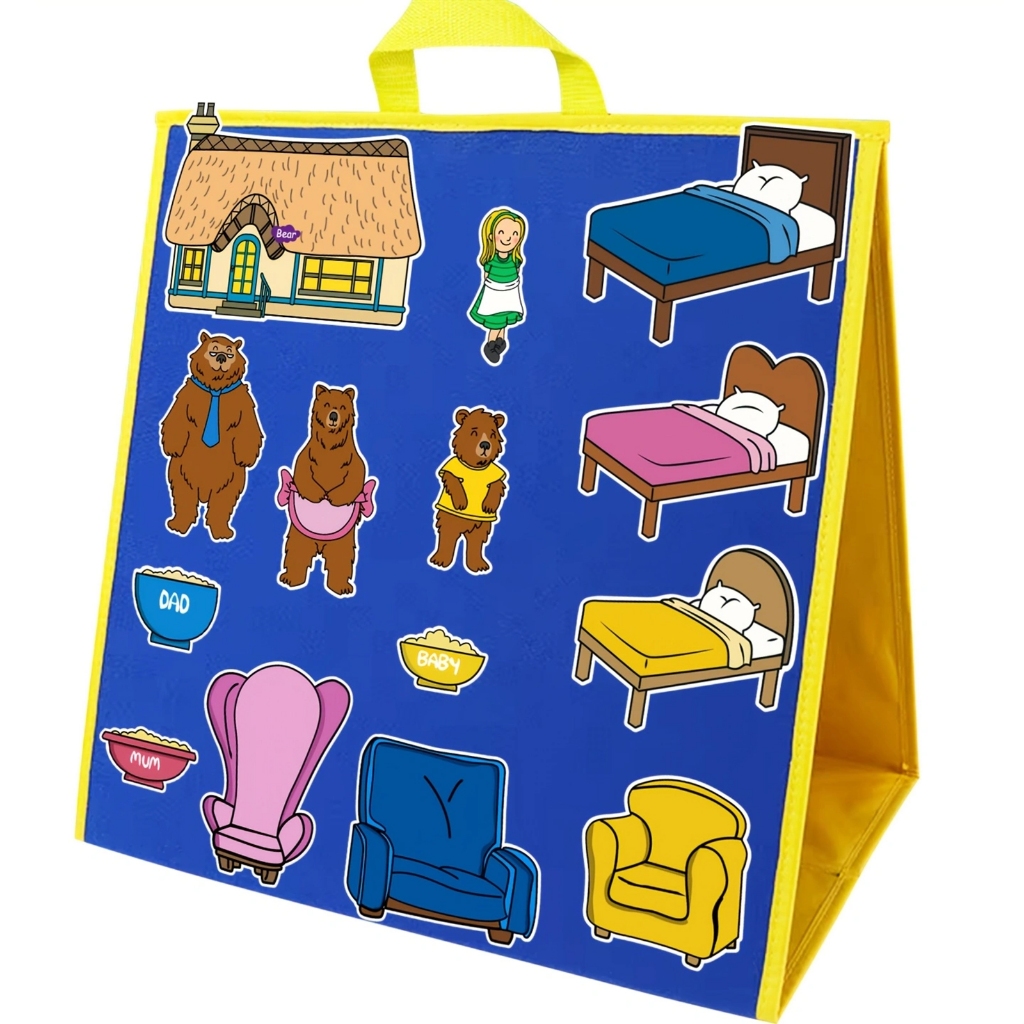 Goldilocks และสามหมี 14 ชิ้น Felt Board Stories, เด็กวัยหัดเดินการเรียนรู้ของเล่นสักหลาด, ชุดของเล่นเล่าเรื่องแบบโต้ตอบสําหรับเด็กอายุ 3+