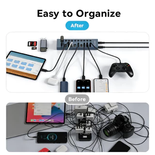 ACASIS 10 พอร์ต 10Gpbs USB3.2 Hub 5 * USB-A & 5 * ประเภท C 3.2 HUB สนับสนุน BC1.2 ชาร์จ 12V4A อะแดปเตอร์อลูมิเนียม Type-C Splitter สําหรับ Macbook อุปกรณ์เสริมเดสก์ท็อป