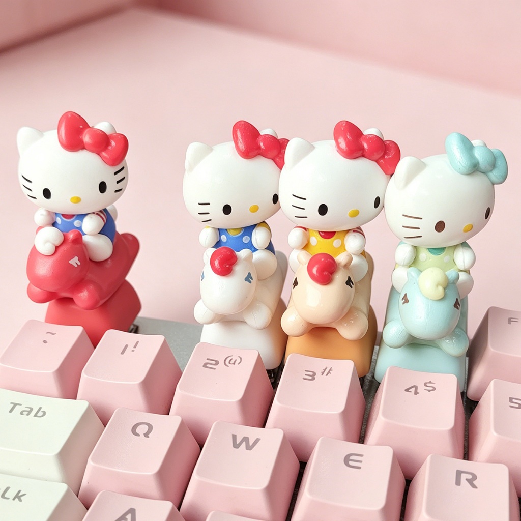 คีย์แคป 3D เฮลโลคิตตี้ ขี่ม้า ทำด้วยเรซิน สำหรับคีย์บอร์ดกลไก แกน MX ครอส ตกแต่งคีย์บอร์ด ของขวัญสาวน่ารัก