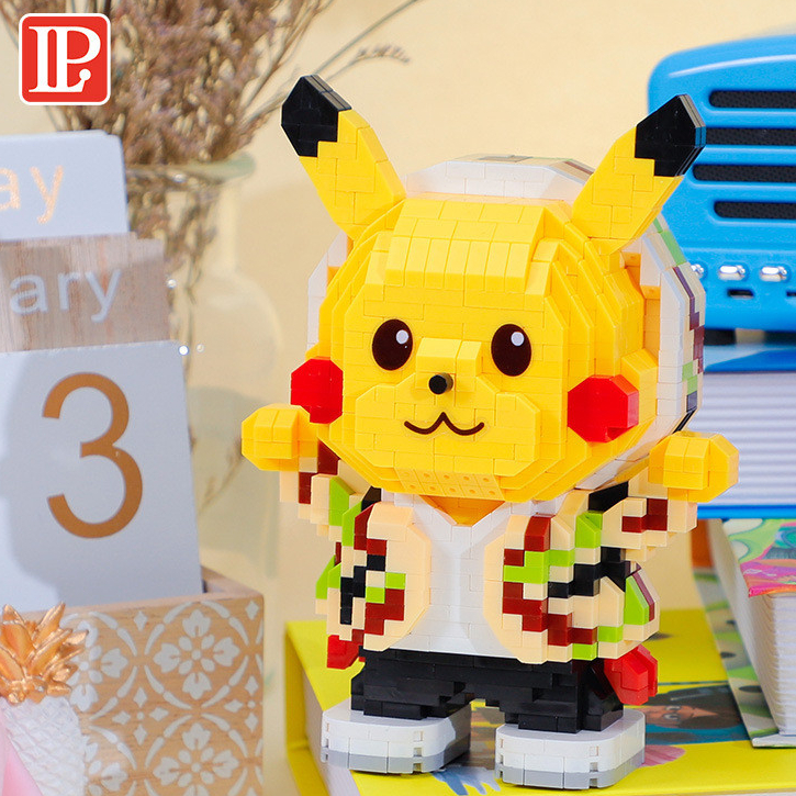 ของเล่นบล็อกตัวต่อ Cross-Dressing Pikachu Micro-Diamond บล็อกตัวต่ออนุภาคขนาดเล็กการศึกษา Decompression Asse