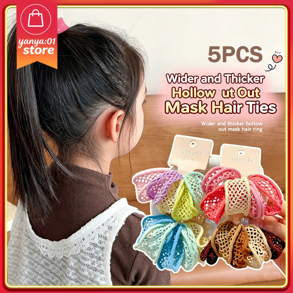 5 ชิ้นกว้างตาข่ายผม Scrunchies ผู้หญิงสาว Vibrant สีสันยืดหยุ่นผม Ties ยืดสูงหัวเชือกยืดหยุ่นสูงผม Bands