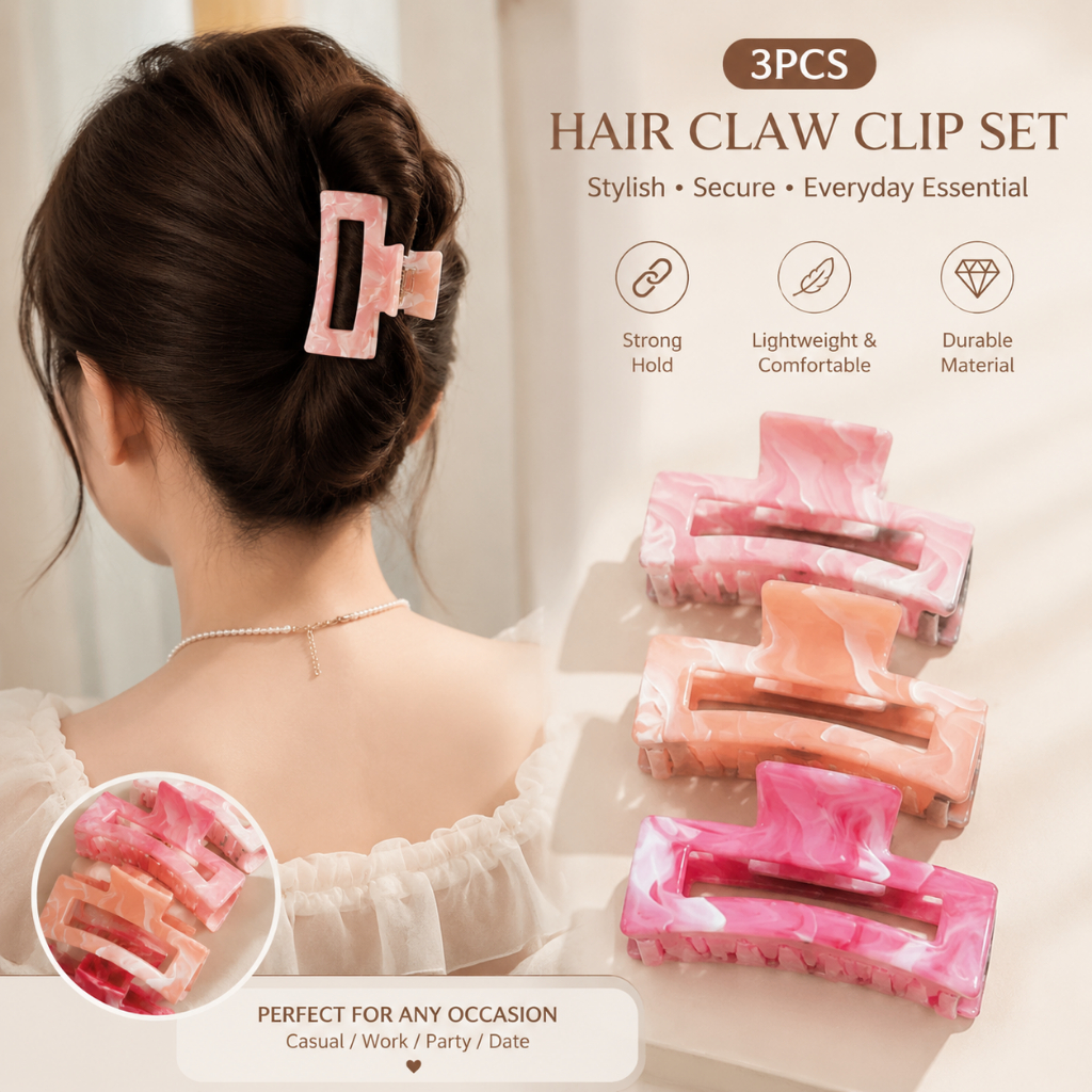 Ins อินเทรนด์หินอ่อนเนื้อสแควร์ผม Claw คลิป Ombre Dye Gradient ด้านหลังคลิปผม Luxury Minimalist แฟชั่นบล็อกผม Barrettes ความงาม Elegant ผมเครื่องประดับ