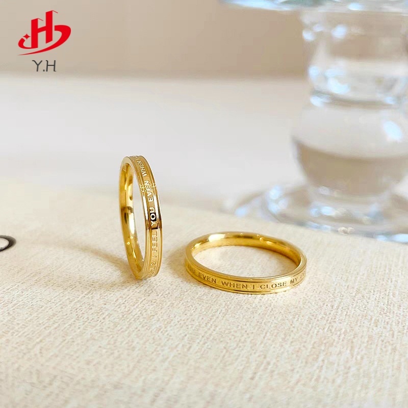 ⭐Y.H⭐ ตัวอักษรภาษาอังกฤษ  18K  แหวนสแตนเลส