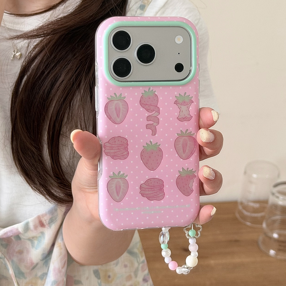 สําหรับ iphone Case 17 Pro Max 16 Pro Max 15 Pro Max Wave Point เคสโทรศัพท์สตรอเบอร์รี่